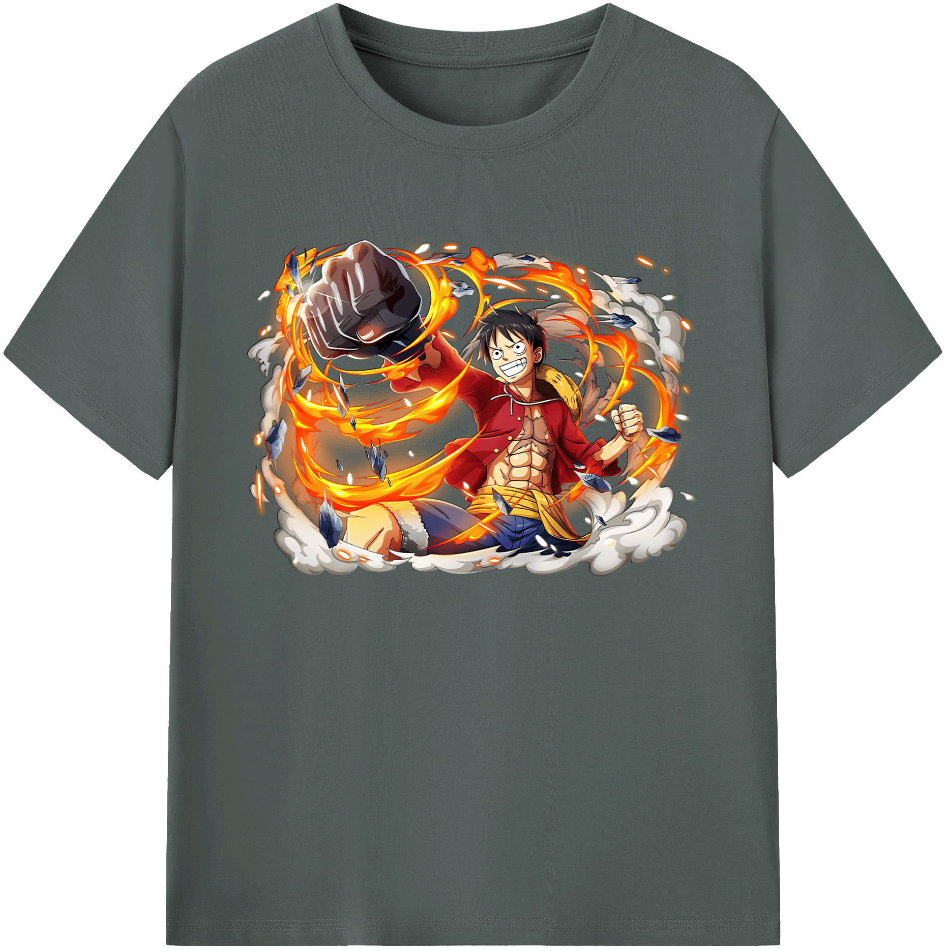 ワンピース モンキー・D・ルフィ ONE PIECE Monkey D. Luffy 綿100％ メンズ半袖Tシャツ｜肌触りやわらか＆通気性